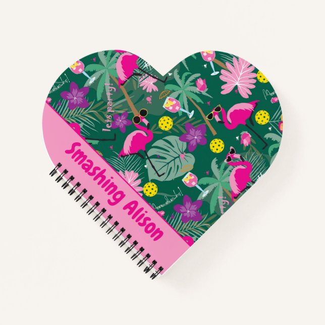 Cuaderno 🤩 fiesta tropical con pickleball, texto personali (Anverso)