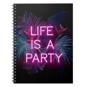 Cuaderno Fiesta tropical, hojas de palma de neón.