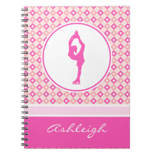 Cuaderno Figura a cuadros rosada patinador de los diamantes