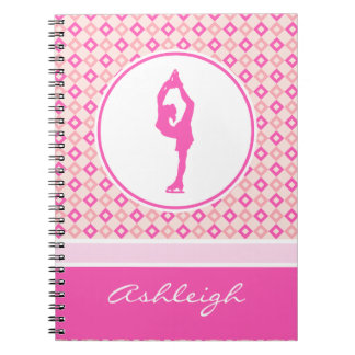 Cuaderno Figura a cuadros rosada patinador de los diamantes