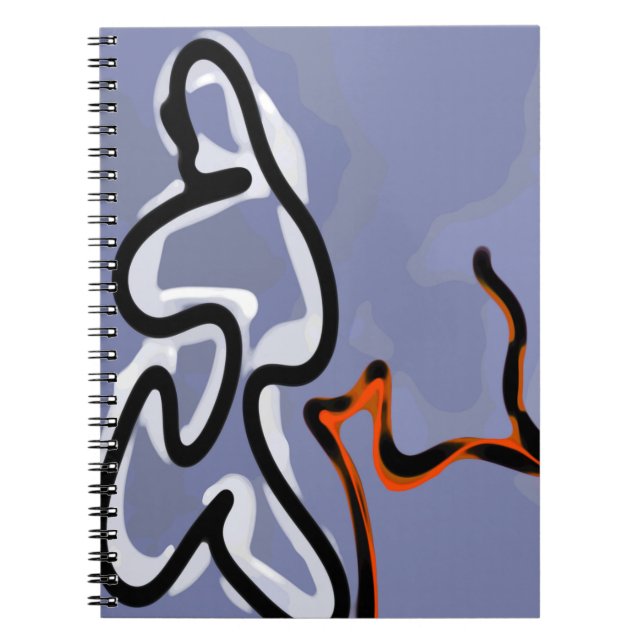 Cuaderno Figura con Línea: Azul abstracto, Naranja, B y W (Frente)