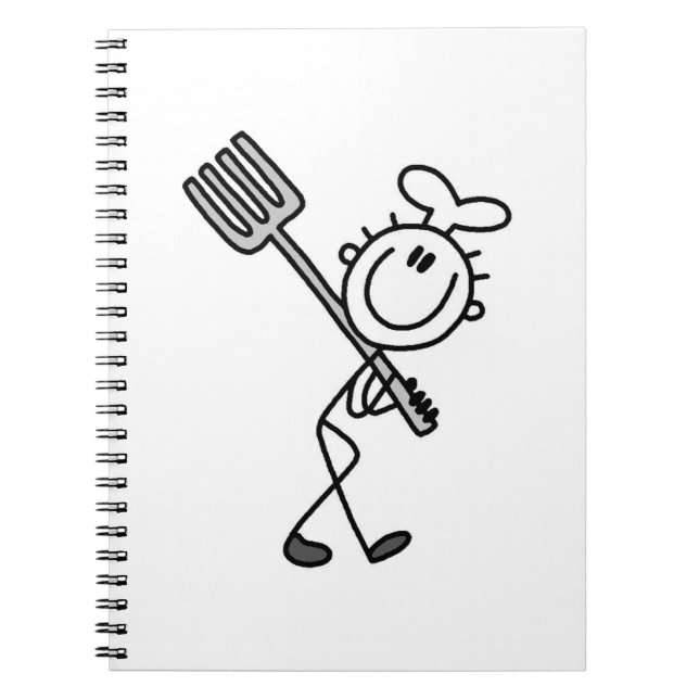 Cuaderno Figura de palitos de chef con tenedor (Frente)