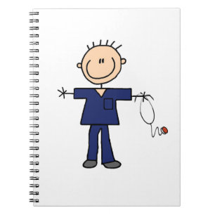 Cuaderno Figura masculina enfermera - azul del palillo