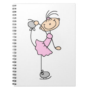 Cuaderno Figura rosada patinador del palillo del chica de