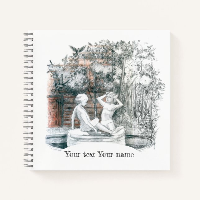 Cuaderno Figuras blancas de los chicas de la fuente de la c (Anverso)