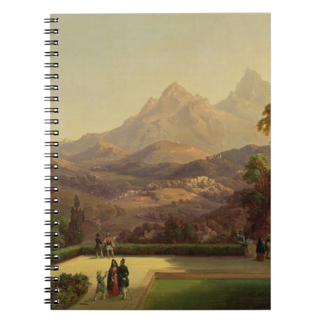 Cuaderno Figuras elegantes que conversan en una terraza, (Frente)