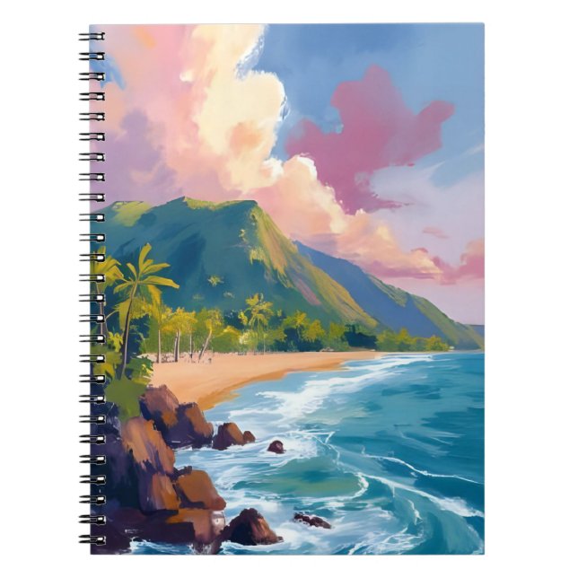 Cuaderno Fiji Mountains Coastline Travel Painting (Frente)