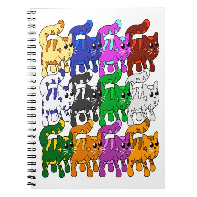 Cuaderno Filas de patrón de gatito de gatitos de Navidad (Frente)