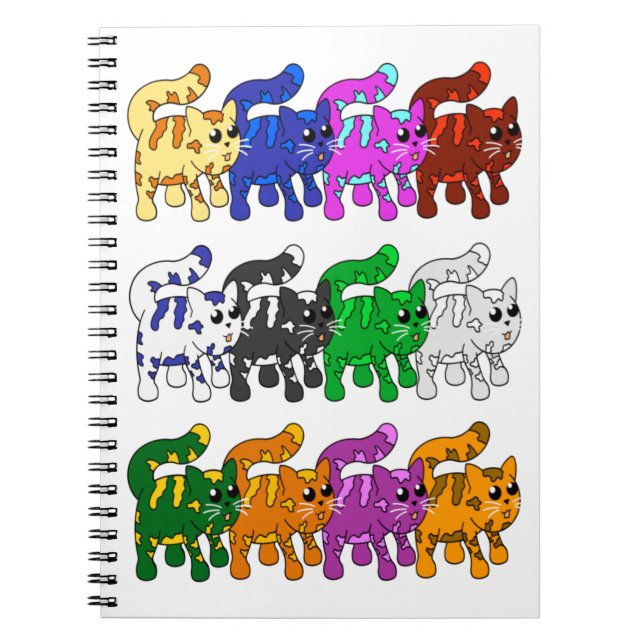 Cuaderno Filas de patrón de gatito de gatitos de Navidad (Frente)