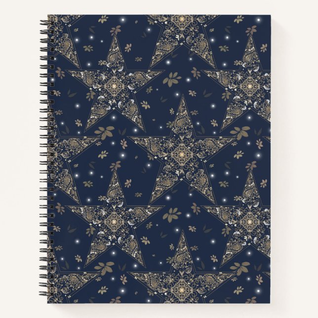 Cuaderno Filigrana Estelar Celestial Elegante - Azul (Anverso)