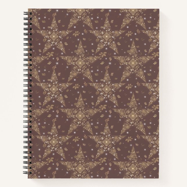 Cuaderno Filigrana Estelar Celestial Elegante - Marrón (Anverso)
