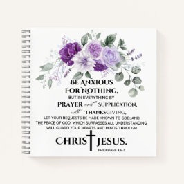 Cuaderno Filipenses 4:6-7 Escritura Flores moradas