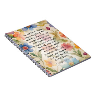 Cuaderno Filipenses 4:6-7 Versículo de la Biblia Cristiana 