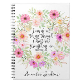 Cuaderno Filipinas 4:13 Escritura Biblia Verse Floral