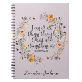 Cuaderno Filipinas 4:13 Escritura Biblia Verse Floral