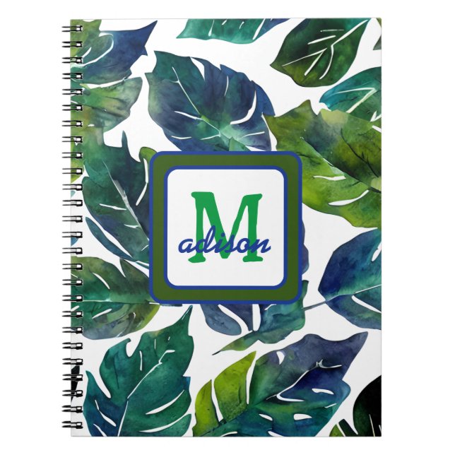 Cuaderno Filódromo verde y azul monogramado (Frente)