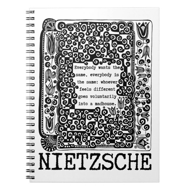 Cuaderno Filosofía de ovejas y MADHOUSE, cita de Nietzsche (Frente)