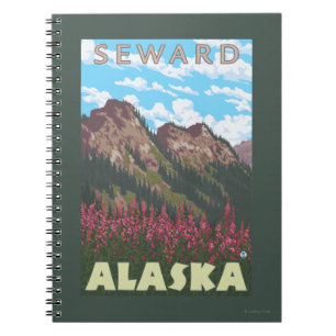Cuaderno Fireweed y montañas - Seward, Alaska