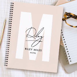 Cuaderno Firma de Moda moderna rosa Rubor monograma manuscr
