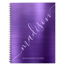 Cuaderno Firma de monograma metálico púrpura girículamente