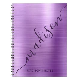 Cuaderno Firma de monograma Metalizado morado giratorio mod