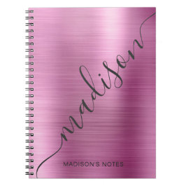 Cuaderno Firma de monograma Metalizado suaves de color gris