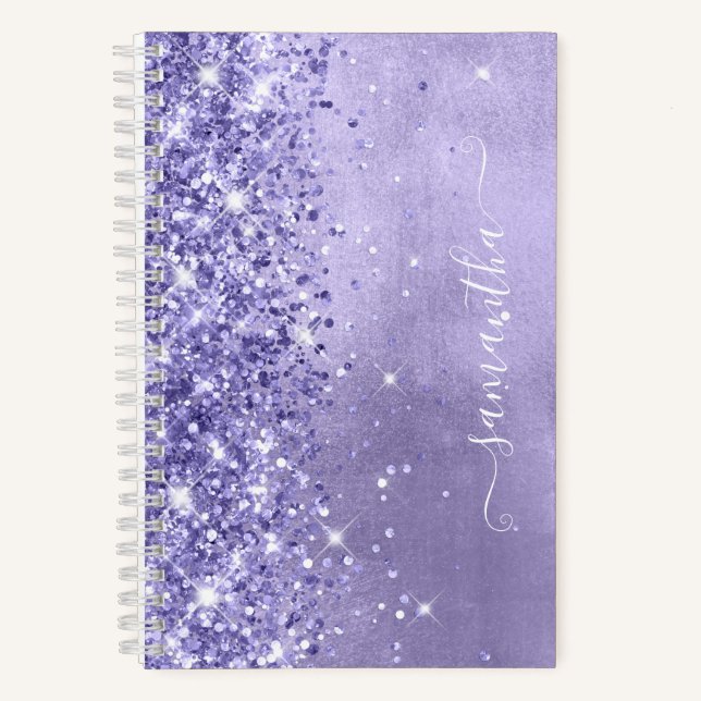 Cuaderno Firma femenina azul lavanda brillo pervinca (Anverso)