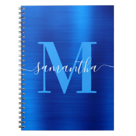 Cuaderno Firma Monograma Relieve metalizado azul real