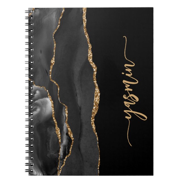 Cuaderno Firma personalizada Agante de oro negro (Frente)