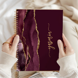 Cuaderno Firma personalizada Agate de oro de Borgoña