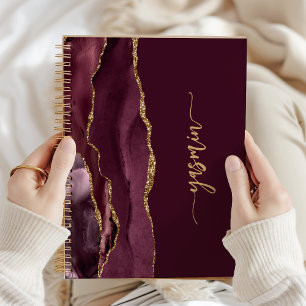 Cuaderno Firma personalizada Agate de oro de Borgoña