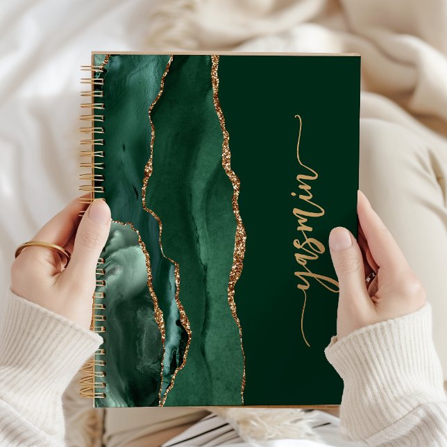 Cuaderno Firma Personalizada Esmeralda Verde Oro Ágata (Subido por el creador)