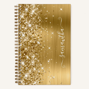 Cuaderno Firme moderno femenino con purpurina dorada