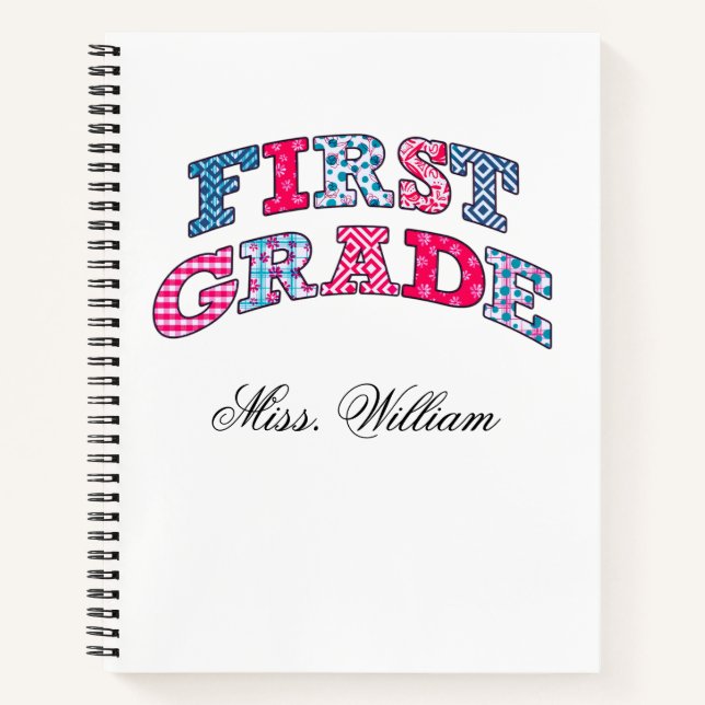 Cuaderno First Grade Teacher  Personalized Spir (Anverso)
