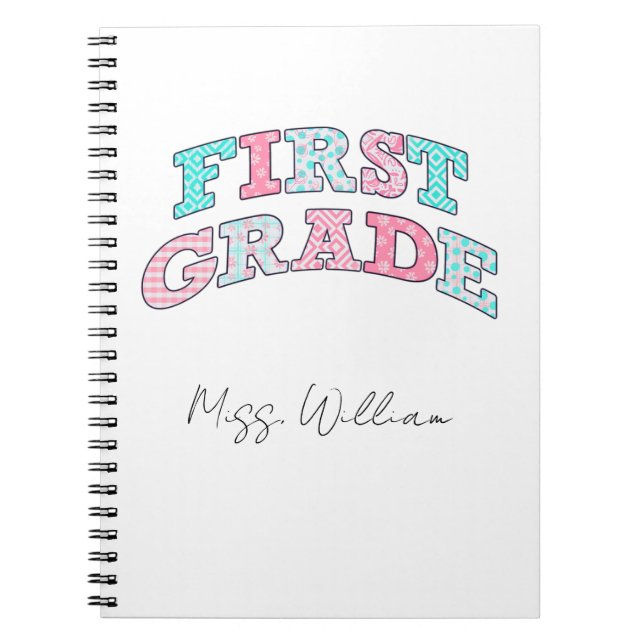 Cuaderno First Grade Teacher  Personalized Spiral (Frente)