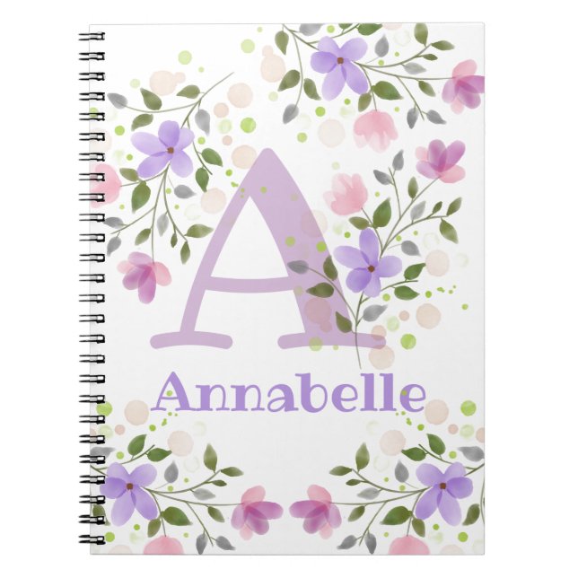 Cuaderno First Initial Plus Name Annabelle with Flowers (Frente)