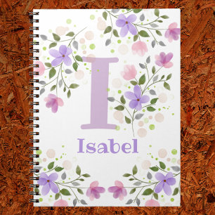 Cuaderno First Initial Plus Name Isabel with Flowers