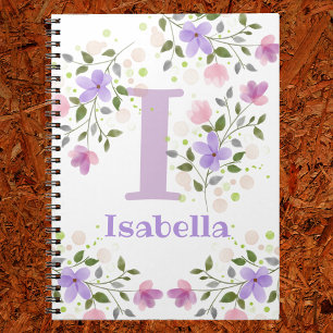 Cuaderno First Initial Plus Name Isabella with Flowers