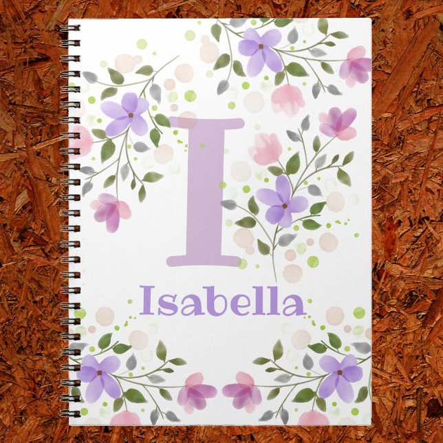 Cuaderno First Initial Plus Name Isabella with Flowers (Subido por el creador)