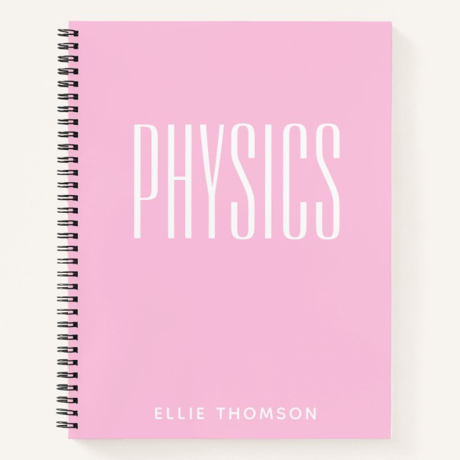 Cuaderno Física personalizada Papel gráfico rosa simple (Anverso)