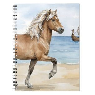 Cuaderno Fjara Caballo islandés acuarela en la playa