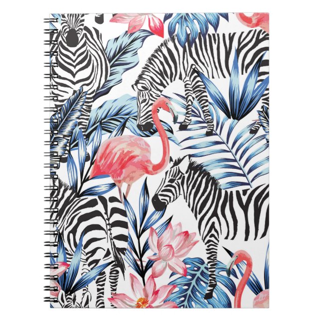 Cuaderno Flalia tropical: paraíso de cebra flamenca (Frente)