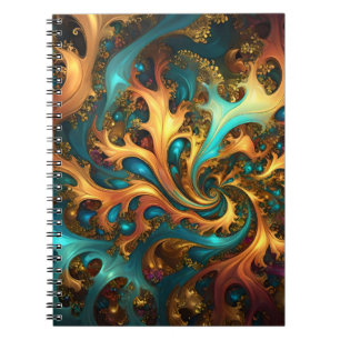 Cuaderno Flamas de color: Verde azulado, dorado, danza frac