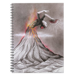 Cuaderno Flamenco bailarina volcán arte de lápiz surrealist