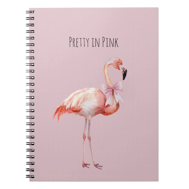 Cuaderno Flamenco con lazo rosa bonito (Frente)