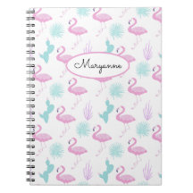 Flamenco Rosa Cactus Teal Personaliza Nombre