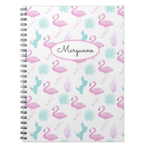 Cuaderno Flamenco Rosa Cactus Teal Personaliza Nombre