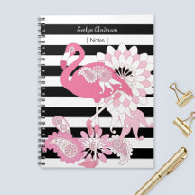 Flamenco Rosa Caprichoso con Rayas Blancas y Negra