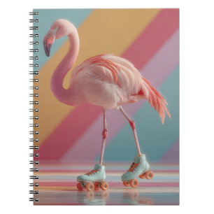 Cuaderno Flamenco Rosa Caprichoso en Patines de Rodillos