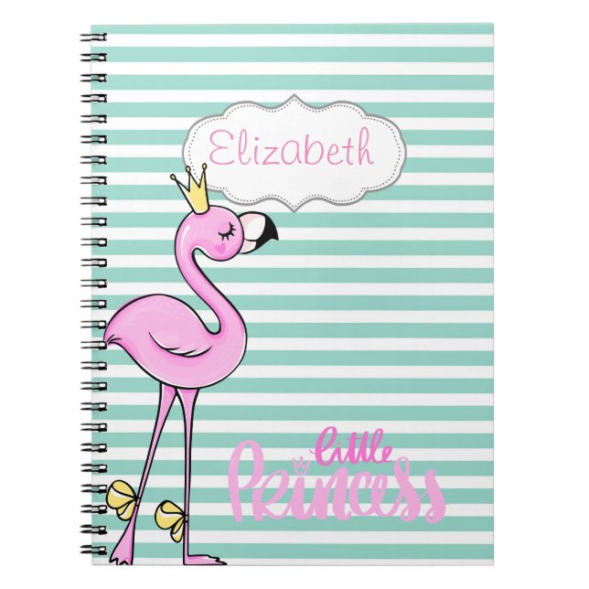 Cuaderno Flamenco Rosa Lindo Sobre Rayas Blancas Mentoladas (Frente)